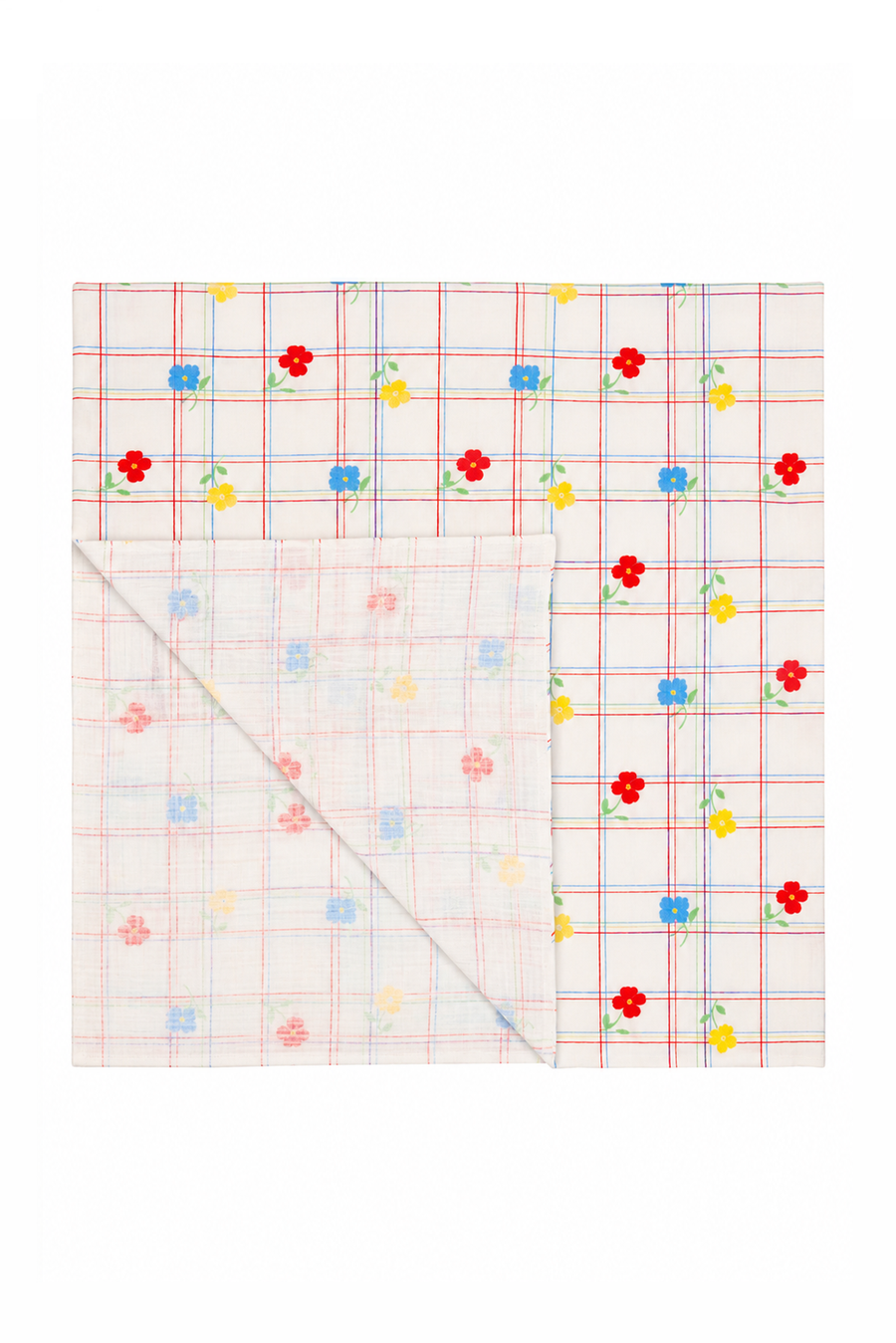 Floral Checkered Muslin Blanket